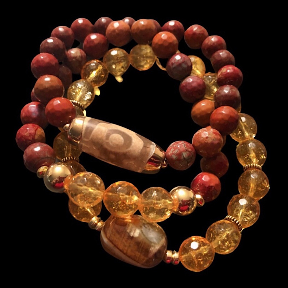 Natural Gemstone Bracelet Trio~Artisan Crafted